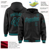 Custom Black Teal Bomber Full-Snap Varsity Letterman Hoodie Jacket