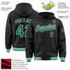 Custom Black Kelly Green-White Bomber Full-Snap Varsity Letterman Hoodie Jacket