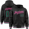 Custom Black Kelly Green-Pink Bomber Full-Snap Varsity Letterman Hoodie Jacket