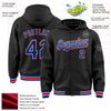 Custom Black Royal-Red Bomber Full-Snap Varsity Letterman Hoodie Jacket