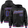 Custom Black Royal-Red Bomber Full-Snap Varsity Letterman Hoodie Jacket