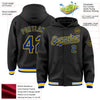 Custom Black Royal-Yellow Bomber Full-Snap Varsity Letterman Hoodie Jacket