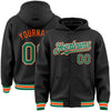 Custom Black Kelly Green-Orange Bomber Full-Snap Varsity Letterman Hoodie Jacket