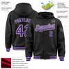 Custom Black Purple-White Bomber Full-Snap Varsity Letterman Hoodie Jacket