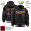 Custom Black Purple-Gold Bomber Full-Snap Varsity Letterman Hoodie Jacket