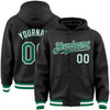 Custom Black Kelly Green-White Bomber Full-Snap Varsity Letterman Hoodie Jacket