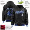 Custom Black Royal-White Bomber Full-Snap Varsity Letterman Hoodie Jacket