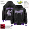 Custom Black Gray-Purple Bomber Full-Snap Varsity Letterman Hoodie Jacket