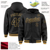 Custom Black Old Gold Bomber Full-Snap Varsity Letterman Hoodie Jacket