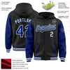 Custom Black Royal-White Bomber Full-Snap Varsity Letterman Two Tone Hoodie Jacket