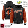 Custom Black Texas Orange-White Bomber Full-Snap Varsity Letterman Two Tone Hoodie Jacket