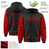 Custom Black Red Bomber Full-Snap Varsity Letterman Two Tone Hoodie Jacket