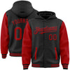 Custom Black Red Bomber Full-Snap Varsity Letterman Two Tone Hoodie Jacket