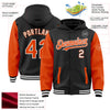 Custom Black Orange-White Bomber Full-Snap Varsity Letterman Two Tone Hoodie Jacket