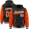 Custom Black Orange-White Bomber Full-Snap Varsity Letterman Two Tone Hoodie Jacket