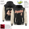 Custom Black Cream-Red Bomber Full-Snap Varsity Letterman Two Tone Hoodie Jacket