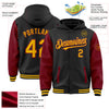 Custom Black Gold-Crimson Bomber Full-Snap Varsity Letterman Two Tone Hoodie Jacket