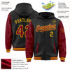 Custom Black Crimson-Gold Bomber Full-Snap Varsity Letterman Two Tone Hoodie Jacket