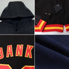 Custom Navy White Bomber Full-Snap Varsity Letterman Hoodie Jacket