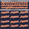 Custom Navy Orange-White Bomber Full-Snap Varsity Letterman Hoodie Jacket