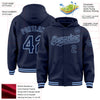 Custom Navy Light Blue Bomber Full-Snap Varsity Letterman Hoodie Jacket