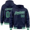 Custom Navy Kelly Green-White Bomber Full-Snap Varsity Letterman Hoodie Jacket