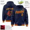 Custom Navy Crimson-Gold Bomber Full-Snap Varsity Letterman Hoodie Jacket