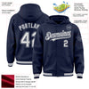 Custom Navy White-Gray Bomber Full-Snap Varsity Letterman Hoodie Jacket