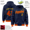 Custom Navy Red-Gold Bomber Full-Snap Varsity Letterman Hoodie Jacket