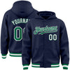 Custom Navy Kelly Green-White Bomber Full-Snap Varsity Letterman Hoodie Jacket