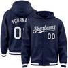 Custom Navy White Bomber Full-Snap Varsity Letterman Hoodie Jacket