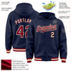 Custom Navy Maroon-Cream Bomber Full-Snap Varsity Letterman Hoodie Jacket