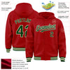 Custom Red Green-Cream Bomber Full-Snap Varsity Letterman Hoodie Jacket