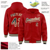 Custom Red Vintage USA Flag Cream-Black Bomber Full-Snap Varsity Letterman Hoodie Jacket