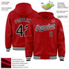 Custom Red Black-White Bomber Full-Snap Varsity Letterman Hoodie Jacket