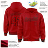 Custom Red Black Bomber Full-Snap Varsity Letterman Hoodie Jacket