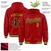 Custom Red Black-Gold Bomber Full-Snap Varsity Letterman Hoodie Jacket