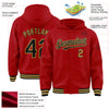 Custom Red Black-Old Gold Bomber Full-Snap Varsity Letterman Hoodie Jacket