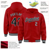 Custom Red Black-Gray Bomber Full-Snap Varsity Letterman Hoodie Jacket