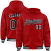 Custom Red Black-Gray Bomber Full-Snap Varsity Letterman Hoodie Jacket