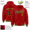 Custom Red Navy-Gold Bomber Full-Snap Varsity Letterman Hoodie Jacket