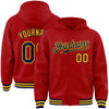 Custom Red Navy-Gold Bomber Full-Snap Varsity Letterman Hoodie Jacket