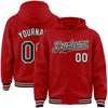 Custom Red Black-White Bomber Full-Snap Varsity Letterman Hoodie Jacket