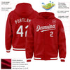 Custom Red White Bomber Full-Snap Varsity Letterman Hoodie Jacket