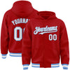 Custom Red White-Light Blue Bomber Full-Snap Varsity Letterman Hoodie Jacket