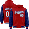 Custom Red White-Royal Bomber Full-Snap Varsity Letterman Two Tone Hoodie Jacket