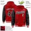 Custom Red Black-White Bomber Full-Snap Varsity Letterman Two Tone Hoodie Jacket