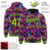 Custom Graffiti Pattern Neon Green-Black Splash 3D Bomber Full-Snap Varsity Letterman Hoodie Jacket