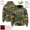 Custom Camo Black-Cream 3D Bomber Full-Snap Varsity Letterman Salute To Service Hoodie Jacket