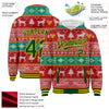 Custom Red Green-Gold Christmas Reindeers 3D Bomber Full-Snap Varsity Letterman Hoodie Jacket